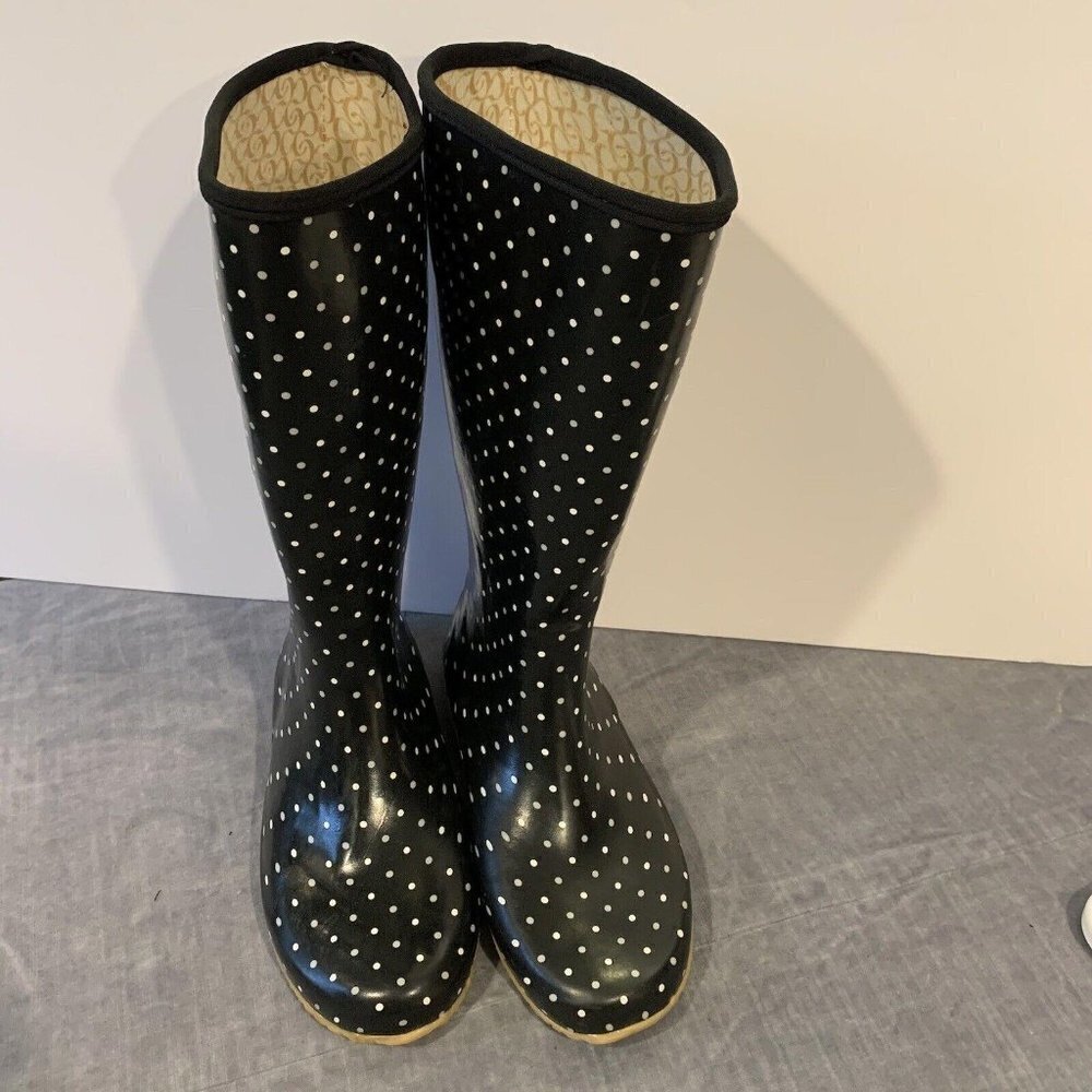 chooka Black Polka Dot Rain Boots